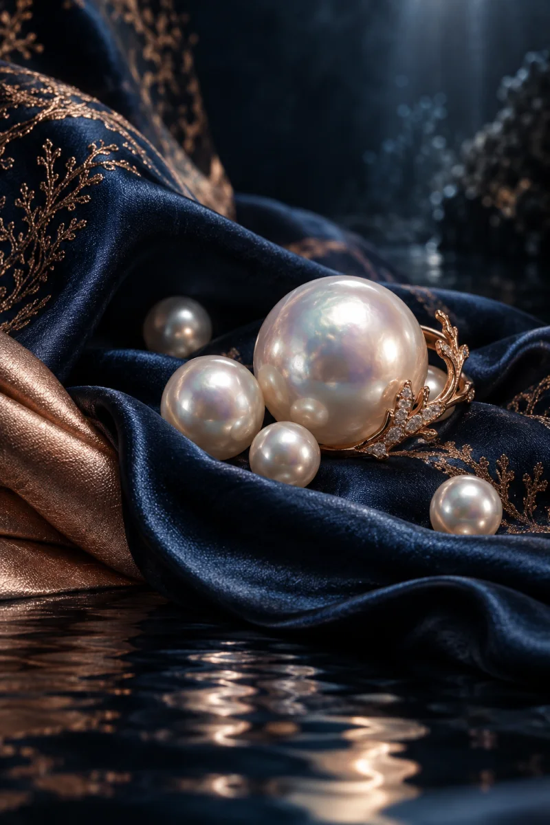 Detail mutiara dan bordir lembut pada koleksi Pearl Reverie